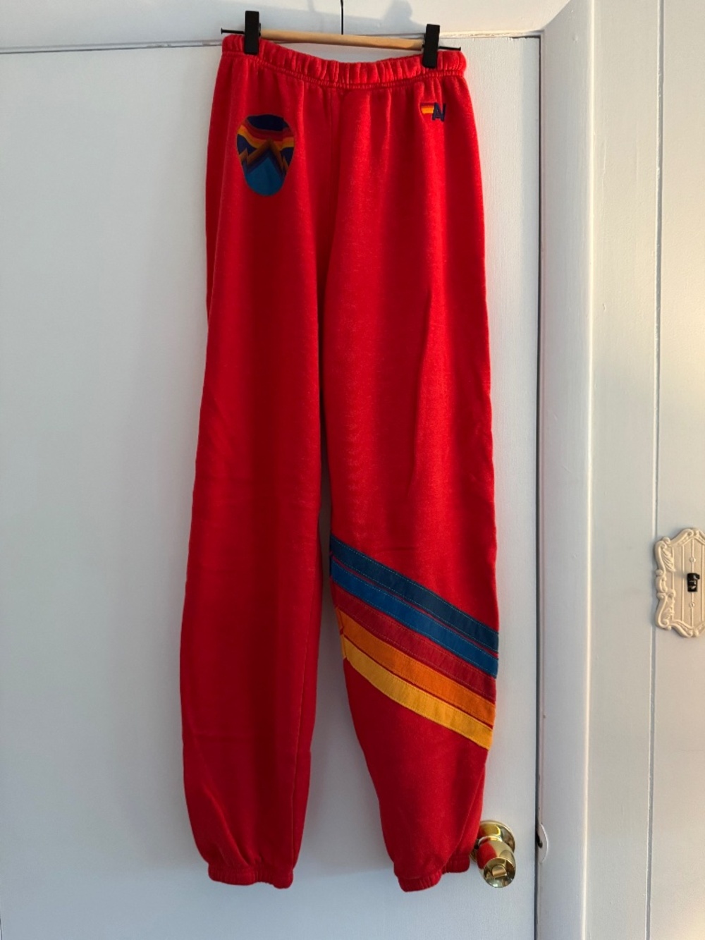 Aviator Nation Red Rainbow Stripe Sweatpants Joggers Size Medium